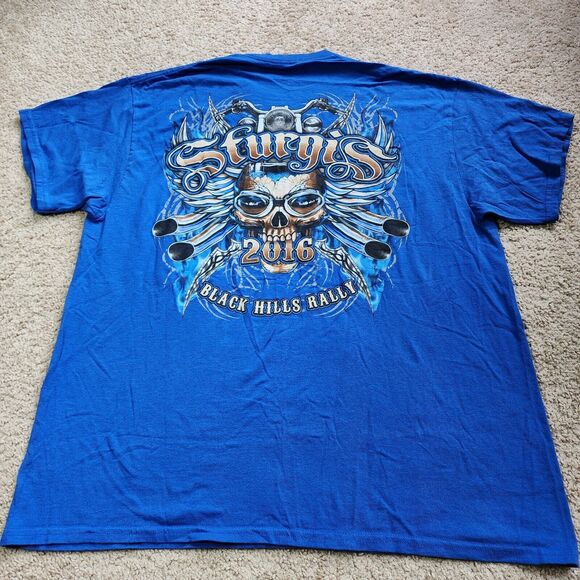 Sturgis Shirt Black Hills Motorcycle Rally 2016 Blue T-Shirt Mens XL - Picture 4 of 10